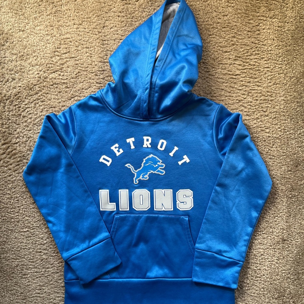 Detroit Lion Hoodie Blue + White Sized 7/8 Unisex